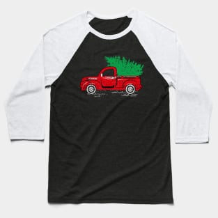 Merry Christmas Retro Vintage Red Truck Baseball T-Shirt